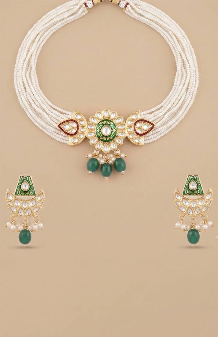 Emerald pearl choker set