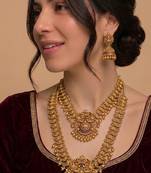Gold heritage temple jewellery set