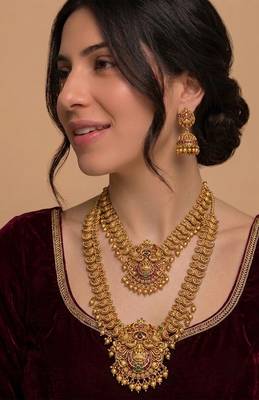 Gold heritage temple jewellery set 2