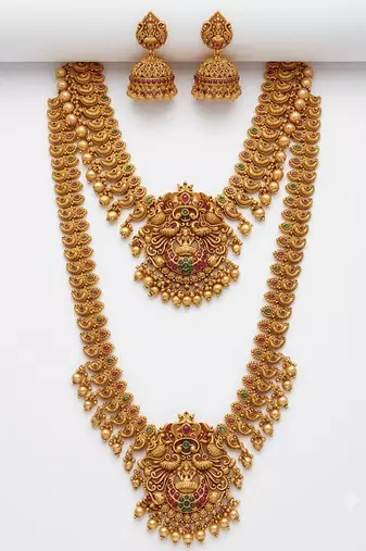 Gold heritage temple jewellery set