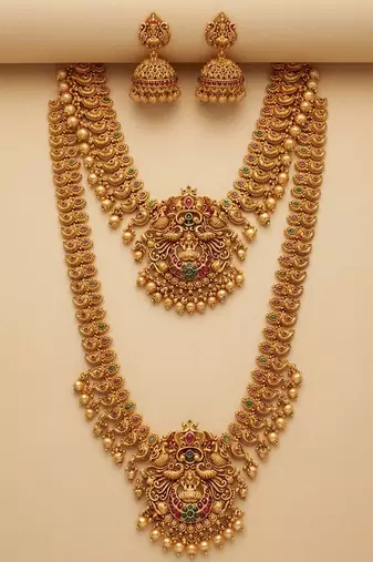 Gold heritage temple jewellery set
