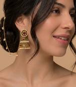 Crimson pearl drop earrings