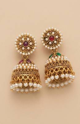 Crimson pearl drop earrings 3