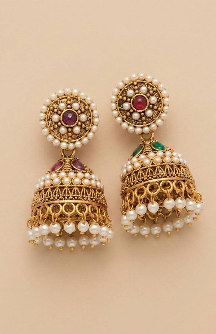 Crimson pearl drop earrings