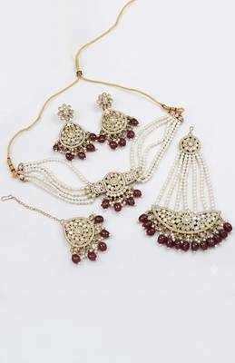 Ruby pearl bridal matha patti set 4