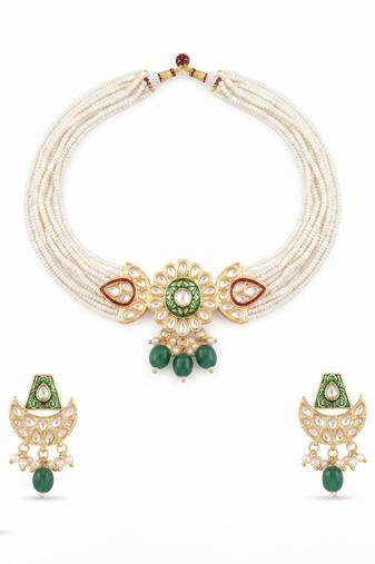 Emerald pearl choker set