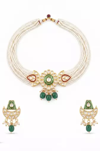 Emerald pearl choker set