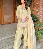 Cream satin embroidered palazzo set