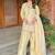 Cream satin embroidered palazzo set