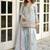 Sky-blue satin embroidered palazzo set