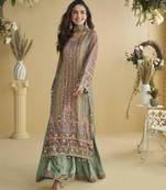 Green crepe gotta patti palazzo set