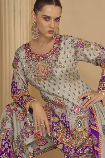 Multicolor crepe printed palazzo set
