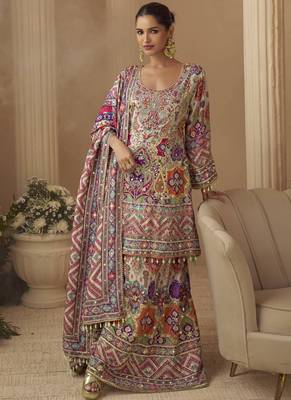 Multicolor crepe printed palazzo set 1