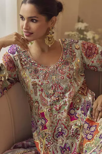 Multicolor crepe printed palazzo set