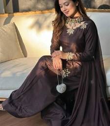Coffee crepe embroidered farshi salwar set