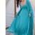 Sky-blue faux georgette embroidered anarkali set