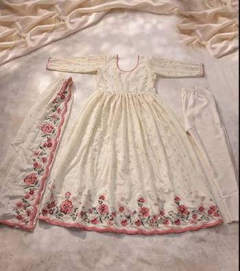Off-white cotton silk embroidered farshi salwar set 2