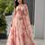 pink organza printed  lehenga choli with free size upto 42