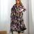 Women's Gorgeous Floral Print Organza Silk Fabric Flared Anarkali Pant and Dupatta Set