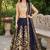 NAVY BLUE SEQUINS EMBROIDERED VELVET LEHENGA CHOLI SET FOR WOMEN'S