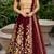 MAROON SEQUINS EMBROIDERED VELVET LEHENGA CHOLI SET FOR WOMEN'S
