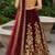 MAROON SEQUINS EMBROIDERED VELVET LEHENGA CHOLI SET FOR WOMEN'S