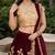 MAROON SEQUINS EMBROIDERED VELVET LEHENGA CHOLI SET FOR WOMEN'S