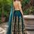 TURQUOISE SEQUINS EMBROIDERED VELVET LEHENGA CHOLI SET FOR WOMEN'S