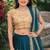 TURQUOISE SEQUINS EMBROIDERED VELVET LEHENGA CHOLI SET FOR WOMEN'S