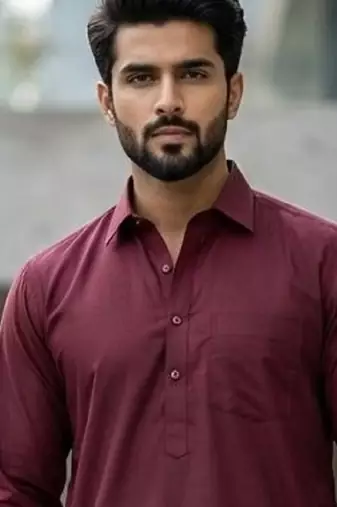 Maroon premium cotton pathani kurta salwar set for men