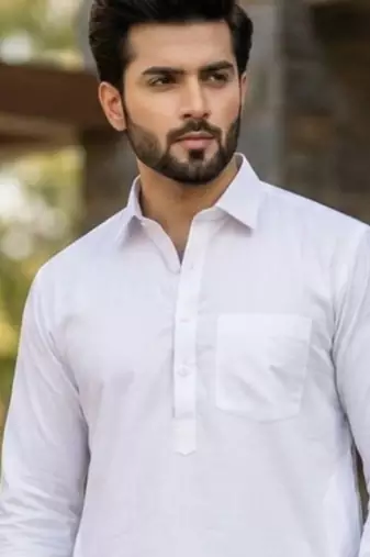 White premium cotton pathani kurta salwar set for men
