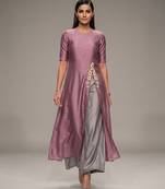 Mauve pink embroidered dupion silk co ord set