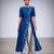 Royal blue thread embroidered dupion silk co ord set