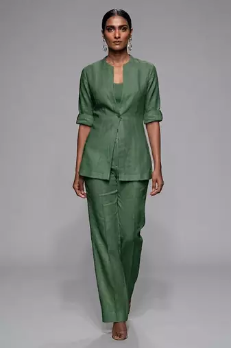 Sage green dupion silk co ord set