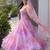 purple organza printed  lehenga choli with free size upto 42