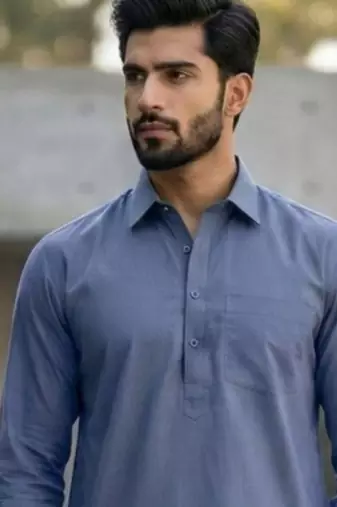 Grey premium cotton pathani kurta salwar set for men