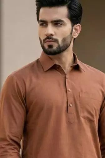 Brown premium cotton pathani kurta salwar set for men