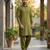 Green premium cotton pathani kurta salwar set for men