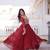 Maroon faux georgette readymade gown with sequin  & embroidery work