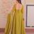 Mustard georgette readymade anarkali suit with beads & embroidery work
