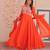 Orange georgette readymade anarkali suit with beads & embroidery work