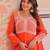 Orange georgette readymade anarkali suit with beads & embroidery work