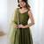 Women's Beautiful Roman Silk Chanderi Fabric Flared Anarkali Pant and Dupatta Set