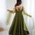 Women's Beautiful Roman Silk Chanderi Fabric Flared Anarkali Pant and Dupatta Set
