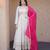 Pink&beige silk readymade anarkali suit with mirror & embroidery work