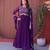 Violet faux georgette readymade anarkali suit with sequin  & embroidery work