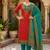 Red tussar silk kurta pant dupatta set