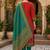 Red tussar silk kurta pant dupatta set