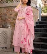 Light pink chanderi silk kurta pant dupatta set