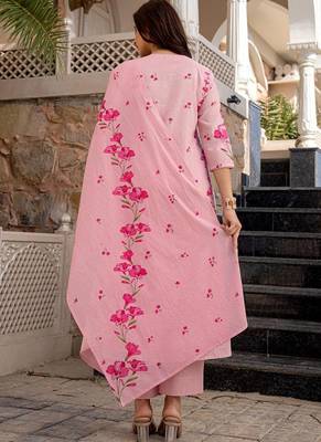 Light pink chanderi silk kurta pant dupatta set 2